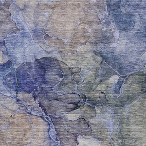 Homeroots 3' Navy Blue And Beige Abstract Washable Area Rug For Indoor And Outdoor Spaces, Durable Design 8' X 10' Polyester 581758