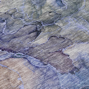 Homeroots 3' Navy Blue And Beige Abstract Washable Area Rug For Indoor And Outdoor Spaces, Durable Design 8' X 10' Polyester 581758