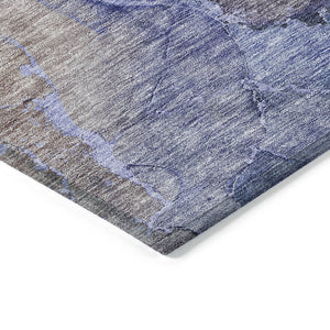 Homeroots 3' Navy Blue And Beige Abstract Washable Area Rug For Indoor And Outdoor Spaces, Durable Design 10' X 14' Polyester 581760