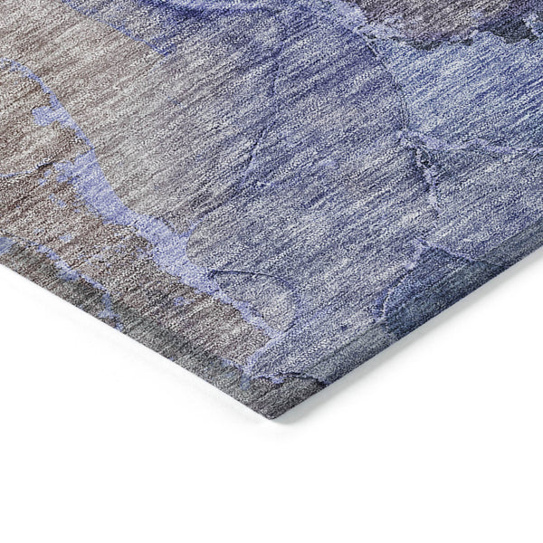 Homeroots 3' Navy Blue And Beige Abstract Washable Area Rug For Indoor And Outdoor Spaces, Durable Design 10' X 14' Polyester 581760
