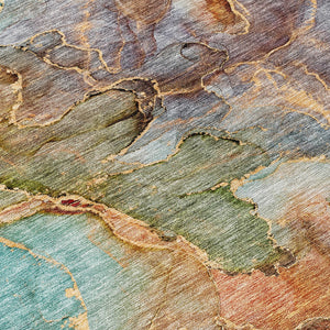 Homeroots 3' Navy Blue And Beige Abstract Washable Area Rug For Indoor And Outdoor Spaces, Durable Design 8' Round Polyester 581763