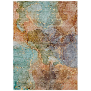 HomeRoots 9' Copper Orange and Teal Blue Abstract Area Rug – Durable, Washable, Perfect for Indoor and Outdoor Spaces 9' X 12' 581765