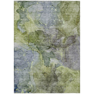 HomeRoots 5' Olive Green and Gray Abstract Area Rug - Washable, Durable for Indoor and Outdoor Use, Easy Care 5' X 8' 581768