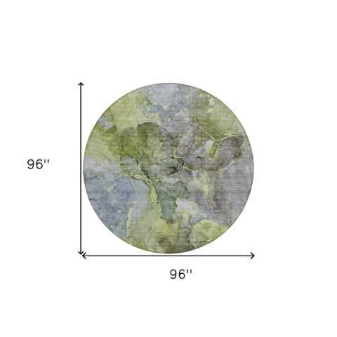 Homeroots 3' Navy Blue And Beige Abstract Washable Area Rug For Indoor And Outdoor Spaces, Durable Design 8' Round Polyester 581769