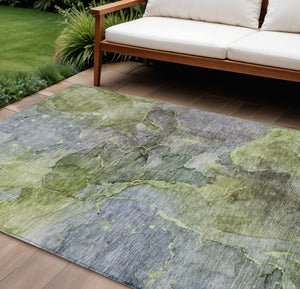 Homeroots 3' Navy Blue And Beige Abstract Washable Area Rug For Indoor And Outdoor Spaces, Durable Design 9' X 12' Polyester 581771