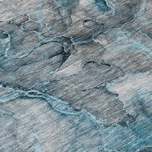 Homeroots 3' Navy Blue And Beige Abstract Washable Area Rug For Indoor And Outdoor Spaces, Durable Design 8' Round Polyester 581775