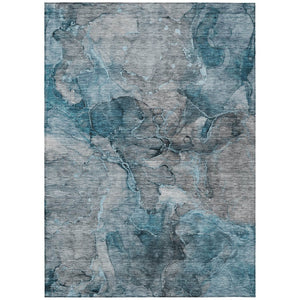 HomeRoots 5' Teal Blue and Navy Abstract Area Rug - Stylish, Washable, Perfect for Indoor and Outdoor Spaces 10' X 14' 581778