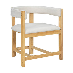 English Elm Dining Arm Chairs Set of 2 Barrel Back Rubberwood Frame with Cushioned Upholstery Beige+Natural N771P243844N