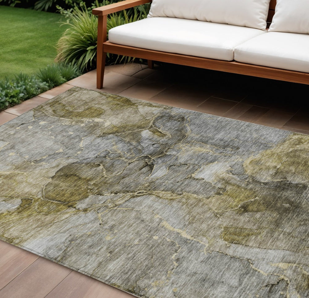 HomeRoots 9' Taupe Brown and Gray Abstract Area Rug – Stylish, Washable, Durable for Indoor and Outdoor Use 9' X 12' 581783