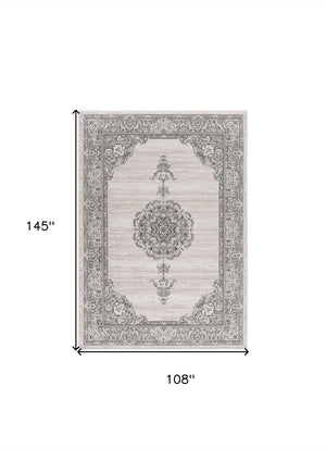 HomeRoots 9' x 12' Gray Abstract Area Rug - Plush, Durable, Stain-Resistant Design for Modern Living Spaces 581785