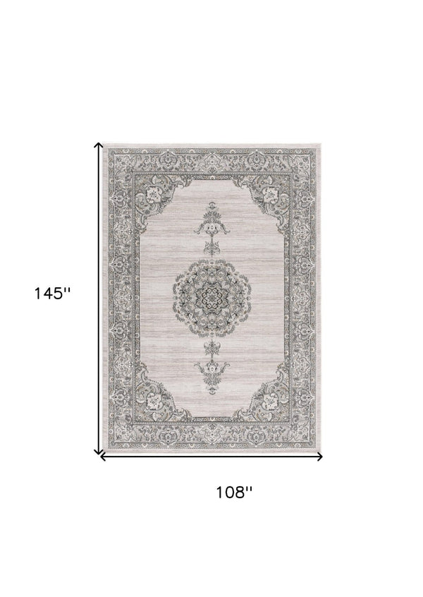 HomeRoots 9' x 12' Gray Abstract Area Rug - Plush, Durable, Stain-Resistant Design for Modern Living Spaces 581785