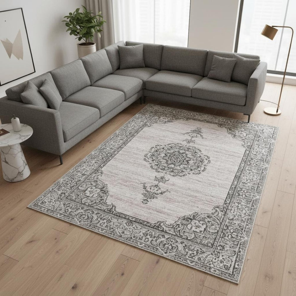 HomeRoots 9' x 12' Gray Abstract Area Rug - Plush, Durable, Stain-Resistant Design for Modern Living Spaces 581785