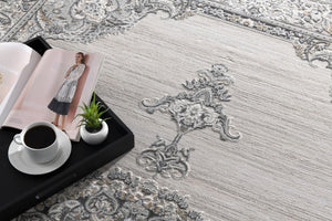HomeRoots 9' x 12' Gray Abstract Area Rug - Plush, Durable, Stain-Resistant Design for Modern Living Spaces 581785