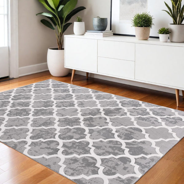 HomeRoots 4' X 6' Gray Abstract Area Rug - Soft, Stain-Resistant Design Perfect for Modern Homes with Kids & Pets 581786