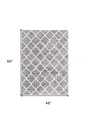 HomeRoots 4' X 6' Gray Abstract Area Rug - Soft, Stain-Resistant Design Perfect for Modern Homes with Kids & Pets 581786