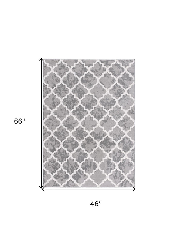 HomeRoots 4' X 6' Gray Abstract Area Rug - Soft, Stain-Resistant Design Perfect for Modern Homes with Kids & Pets 581786