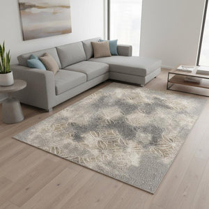 HomeRoots 8' X 10' Gray Abstract Area Rug - Modern Soft Polyester Design, Stain Resistant, Perfect for High-Traffic Spaces 581788