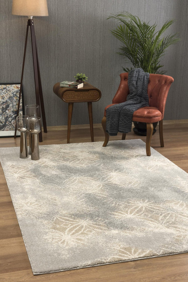 HomeRoots 8' X 10' Gray Abstract Area Rug - Modern Soft Polyester Design, Stain Resistant, Perfect for High-Traffic Spaces 581788