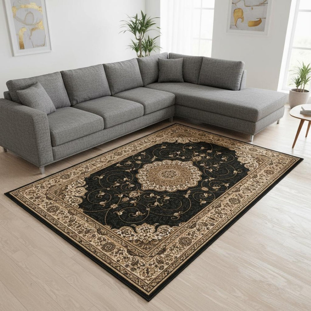 HomeRoots 10' X 13' Black Abstract Area Rug - Modern, Durable Design for High Traffic Spaces & Easy Care! 581790