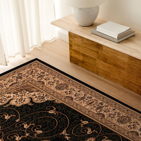 HomeRoots 5' X 7' Beige Abstract Area Rug - Plush Comfort, Stain Resistant, Modern Design for High-Traffic Spaces 581791