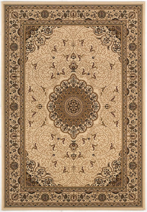 HomeRoots 5' X 7' Beige Abstract Area Rug - Plush Comfort, Stain Resistant, Modern Design for High-Traffic Spaces 581791