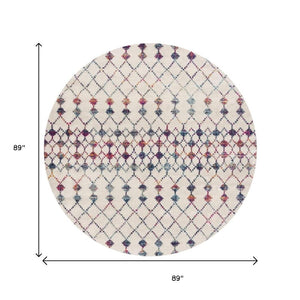 HomeRoots 8' Modern Beige and Blue Abstract Round Rug - Soft, Stain-Resistant, Durable Design for Any Space! 581795