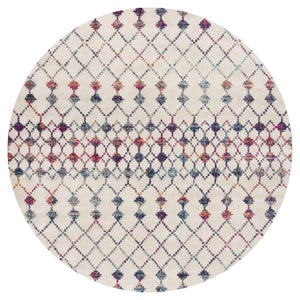 HomeRoots 8' Modern Beige and Blue Abstract Round Rug - Soft, Stain-Resistant, Durable Design for Any Space! 581795