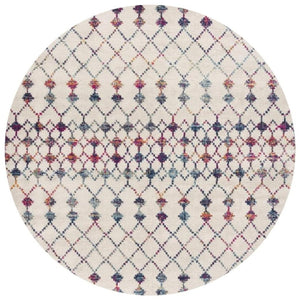 HomeRoots 8' Modern Beige and Blue Abstract Round Rug - Soft, Stain-Resistant, Durable Design for Any Space! 581795