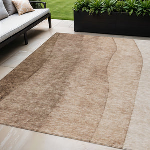 Homeroots 3' Brown And Beige Ombre Washable Indoor Outdoor Area Rug – Stylish, Durable, And Versatile Design 5' X 8' Polyester 581799