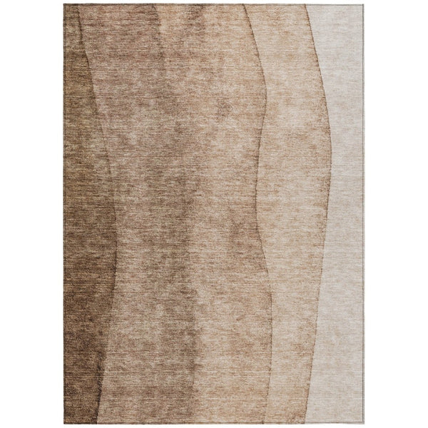 HomeRoots 5' Durable Brown and Beige Ombre Area Rug - Stylish Washable Design for Indoor and Outdoor Spaces 5' X 8' 581799