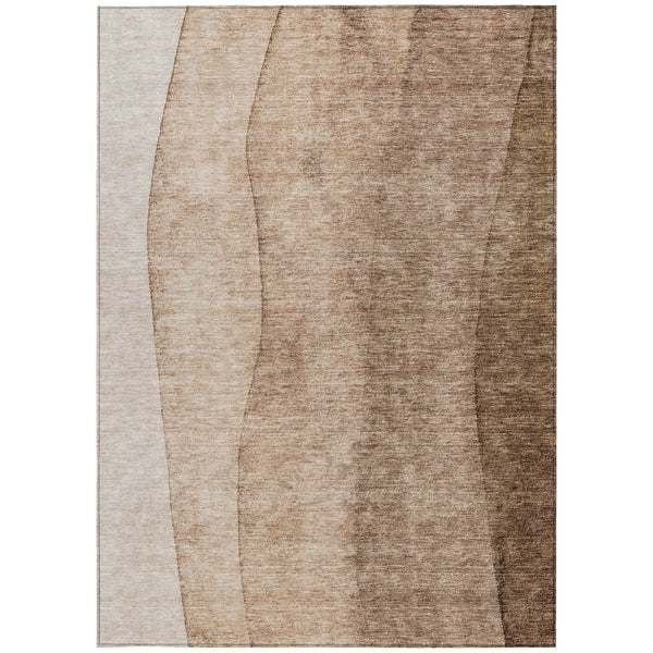 Homeroots 3' Brown And Beige Ombre Washable Indoor Outdoor Area Rug – Stylish, Durable, And Versatile Design 5' X 8' Polyester 581799
