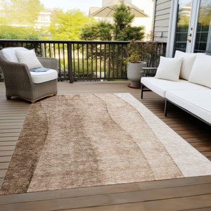 Homeroots 3' Brown And Beige Ombre Washable Indoor Outdoor Area Rug – Stylish, Durable, And Versatile Design 5' X 8' Polyester 581799