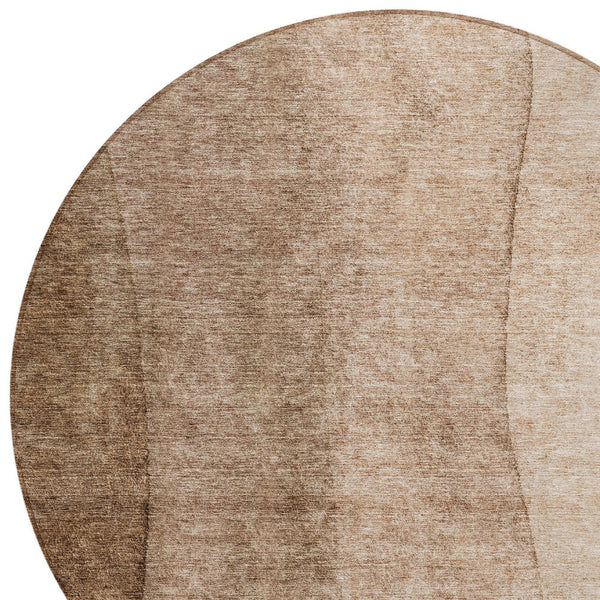 Homeroots 3' Brown And Beige Ombre Washable Indoor Outdoor Area Rug – Stylish, Durable, And Versatile Design 8' Round Polyester 581800