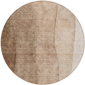 Homeroots 3' Brown And Beige Ombre Washable Indoor Outdoor Area Rug – Stylish, Durable, And Versatile Design 8' Round Polyester 581800