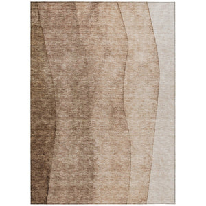 HomeRoots 5' Durable Brown and Beige Ombre Area Rug - Stylish Washable Design for Indoor and Outdoor Spaces 8' X 10' 581801