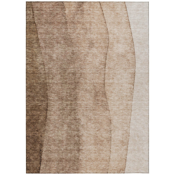Homeroots 3' Brown And Beige Ombre Washable Indoor Outdoor Area Rug – Stylish, Durable, And Versatile Design 10' X 14' Polyester 581803