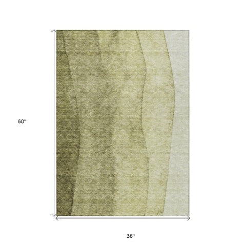 Homeroots 3' Brown And Beige Ombre Washable Indoor Outdoor Area Rug – Stylish, Durable, And Versatile Design 3' X 5' Polyester 581810