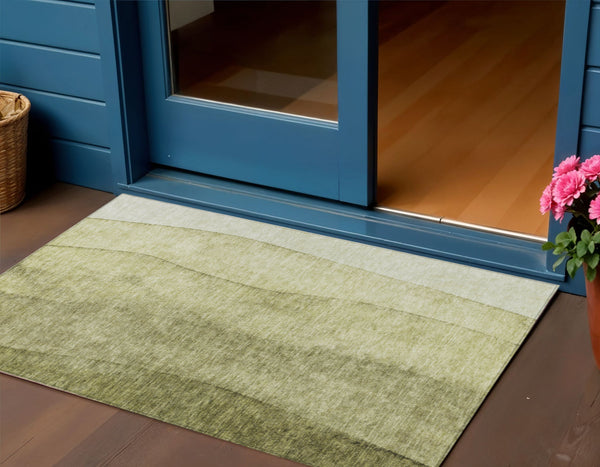 Homeroots 3' Brown And Beige Ombre Washable Indoor Outdoor Area Rug – Stylish, Durable, And Versatile Design 3' X 5' Polyester 581810