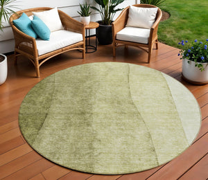 Homeroots 3' Brown And Beige Ombre Washable Indoor Outdoor Area Rug – Stylish, Durable, And Versatile Design 8' Round Polyester 581812