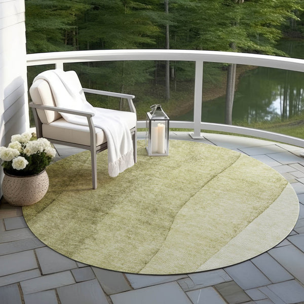 Homeroots 3' Brown And Beige Ombre Washable Indoor Outdoor Area Rug – Stylish, Durable, And Versatile Design 8' Round Polyester 581812