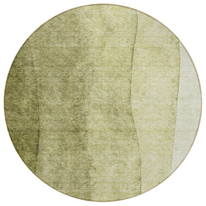 HomeRoots 5' Ombre Indoor Outdoor Area Rug in Olive and Artichoke Green – Durable, Washable, Stylish Solution! 8' Round 581812