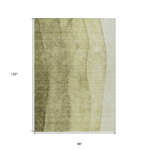 Homeroots 3' Brown And Beige Ombre Washable Indoor Outdoor Area Rug – Stylish, Durable, And Versatile Design 8' X 10' Polyester 581813