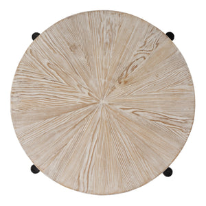 Butler Specialty Akemi Round Wood And Iron Side Table - Contemporary Drum Design For Modern Living Spaces Light Brown Iron,Mango Solids 5818140-butler