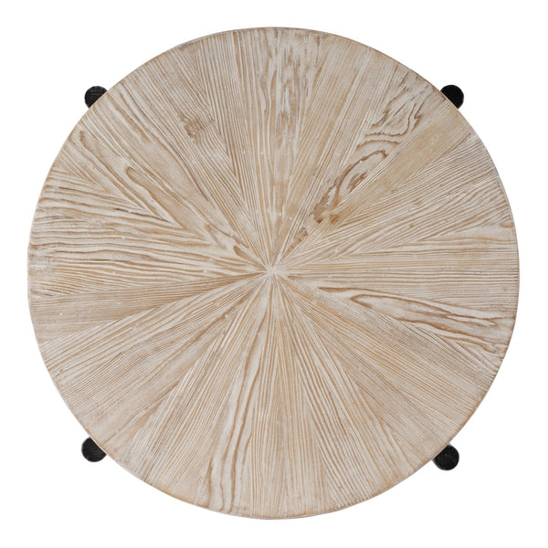 Butler Specialty Akemi Round Wood And Iron Side Table - Contemporary Drum Design For Modern Living Spaces Light Brown Iron,Mango Solids 5818140-butler