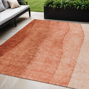 Homeroots 3' Brown And Beige Ombre Washable Indoor Outdoor Area Rug – Stylish, Durable, And Versatile Design 5' X 8' Polyester 581817