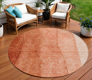 Homeroots 3' Brown And Beige Ombre Washable Indoor Outdoor Area Rug – Stylish, Durable, And Versatile Design 8' Round Polyester 581818