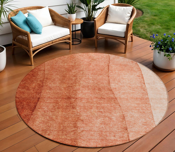 Homeroots 3' Brown And Beige Ombre Washable Indoor Outdoor Area Rug – Stylish, Durable, And Versatile Design 8' Round Polyester 581818