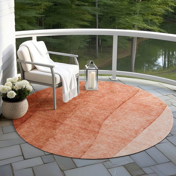 Homeroots 3' Brown And Beige Ombre Washable Indoor Outdoor Area Rug – Stylish, Durable, And Versatile Design 8' Round Polyester 581818