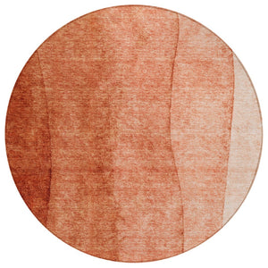 HomeRoots 5' Indoor Outdoor Area Rug in Red Copper & Terra Cotta Ombre - Durable, Easy-Care, Stylish Accent 8' Round 581818