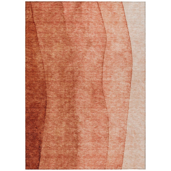 HomeRoots 5' Indoor Outdoor Area Rug in Red Copper & Terra Cotta Ombre - Durable, Easy-Care, Stylish Accent 10' X 14' 581821